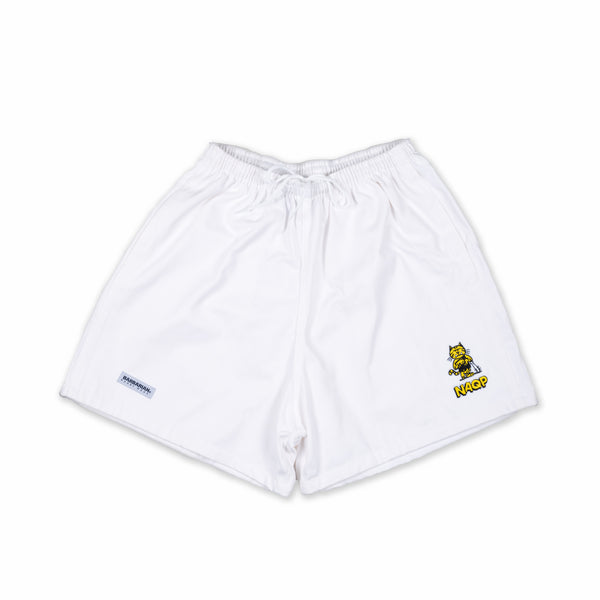 Cotton 4" Rugby Club Shorts- White
