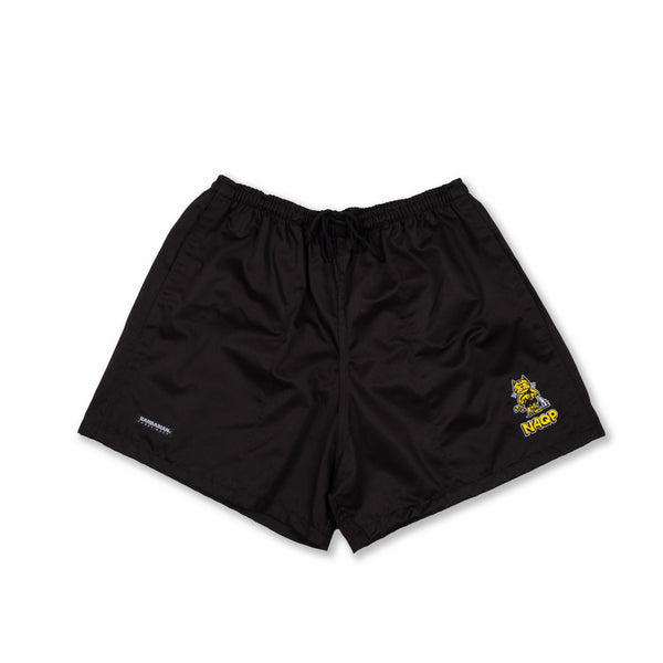 Cotton 4" Rugby Club Shorts- Black