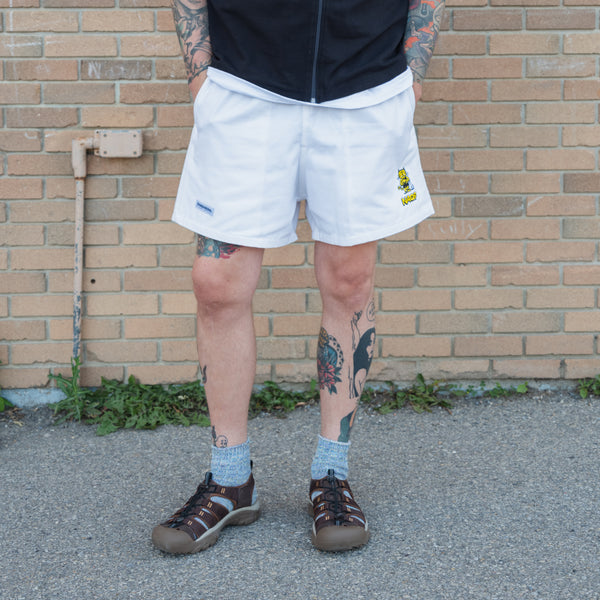 Cotton 4" Rugby Club Shorts- White