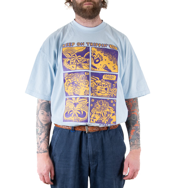 Graphix Tee- Pale Blue 'Tiger Tails'